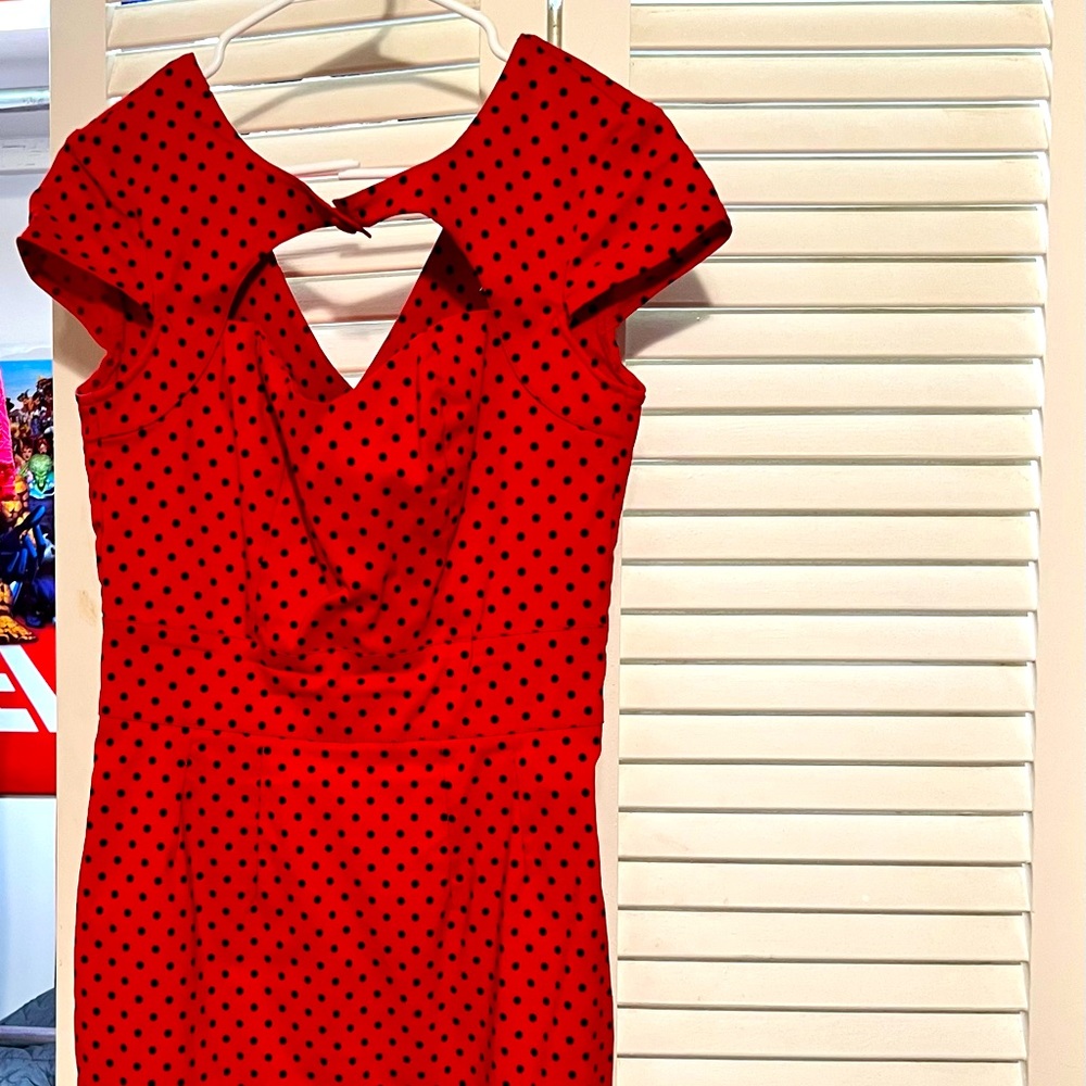Red polka dot dress